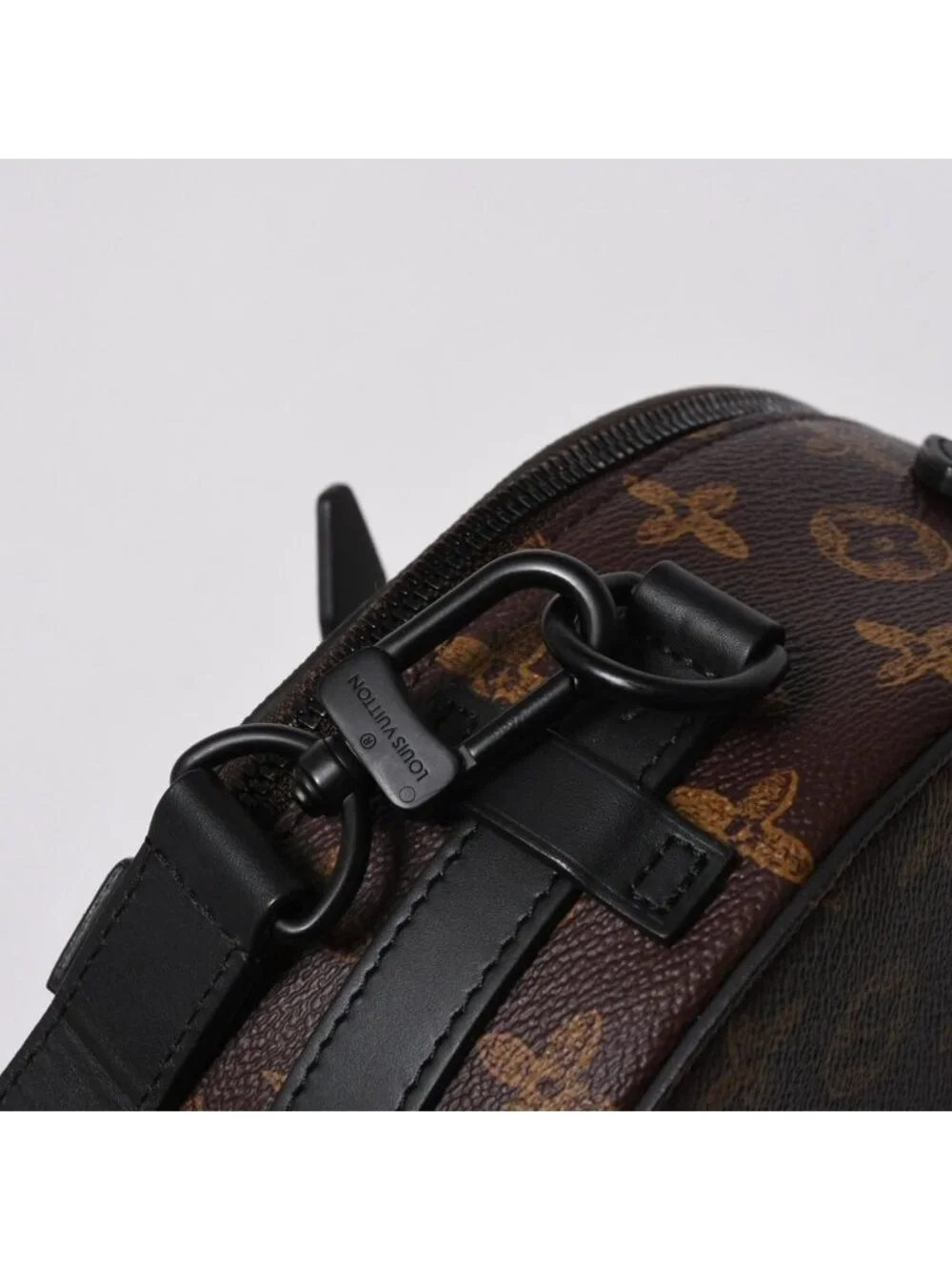 Louis Vuitton Wheel Box Shoulder Bag Monogram Canvas Calfskin Mud Black